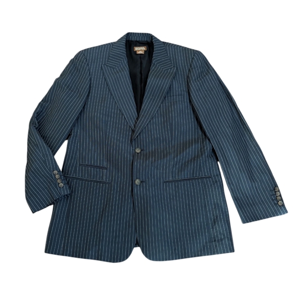Michael Kors Y2K Blue Pinstripe Linen Silk Blend Sports Coat Sz 40R - Picture 1 of 7